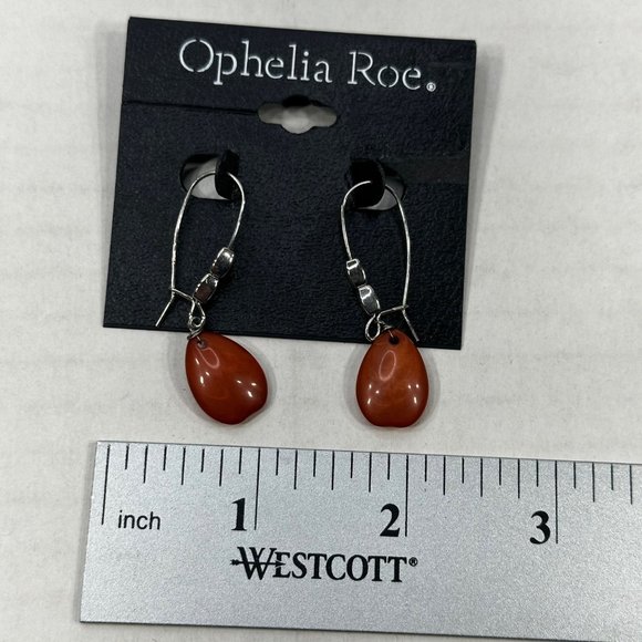 Ophelia Roe Women's Dangly Single Teardrop Shaped Acrylic Wire Clasp Earrings - Picture 4 of 5